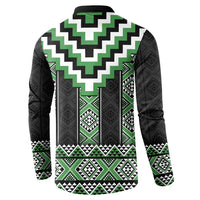 Green Taniko Pattern Aotearoa Button Sweatshirt Niho Taniwha Mix Poutama LT14 - Polynesian Pride