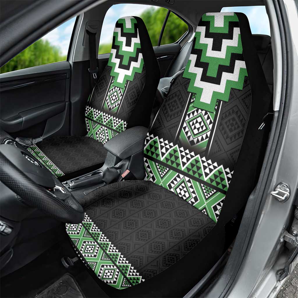 Green Taniko Pattern Aotearoa Car Seat Cover Niho Taniwha Mix Poutama