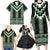 Green Taniko Pattern Aotearoa Family Matching Long Sleeve Bodycon Dress and Hawaiian Shirt Niho Taniwha Mix Poutama LT14