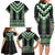 Green Taniko Pattern Aotearoa Family Matching Long Sleeve Bodycon Dress and Hawaiian Shirt Niho Taniwha Mix Poutama LT14