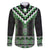 Green Taniko Pattern Aotearoa Family Matching Long Sleeve Bodycon Dress and Hawaiian Shirt Niho Taniwha Mix Poutama LT14