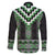 Green Taniko Pattern Aotearoa Family Matching Long Sleeve Bodycon Dress and Hawaiian Shirt Niho Taniwha Mix Poutama LT14