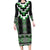 Green Taniko Pattern Aotearoa Family Matching Long Sleeve Bodycon Dress and Hawaiian Shirt Niho Taniwha Mix Poutama LT14