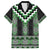 Green Taniko Pattern Aotearoa Family Matching Off The Shoulder Long Sleeve Dress and Hawaiian Shirt Niho Taniwha Mix Poutama LT14