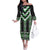 Green Taniko Pattern Aotearoa Family Matching Off The Shoulder Long Sleeve Dress and Hawaiian Shirt Niho Taniwha Mix Poutama LT14