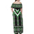 Green Taniko Pattern Aotearoa Family Matching Off Shoulder Maxi Dress and Hawaiian Shirt Niho Taniwha Mix Poutama LT14