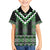 Green Taniko Pattern Aotearoa Family Matching Off Shoulder Short Dress and Hawaiian Shirt Niho Taniwha Mix Poutama LT14