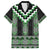 Green Taniko Pattern Aotearoa Family Matching Short Sleeve Bodycon Dress and Hawaiian Shirt Niho Taniwha Mix Poutama LT14