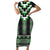 Green Taniko Pattern Aotearoa Family Matching Short Sleeve Bodycon Dress and Hawaiian Shirt Niho Taniwha Mix Poutama LT14