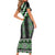 Green Taniko Pattern Aotearoa Family Matching Short Sleeve Bodycon Dress and Hawaiian Shirt Niho Taniwha Mix Poutama LT14