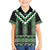 Green Taniko Pattern Aotearoa Family Matching Short Sleeve Bodycon Dress and Hawaiian Shirt Niho Taniwha Mix Poutama LT14