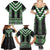 Green Taniko Pattern Aotearoa Family Matching Summer Maxi Dress and Hawaiian Shirt Niho Taniwha Mix Poutama LT14