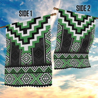Green Taniko Pattern Aotearoa Garden Flag Niho Taniwha Mix Poutama LT14 - Polynesian Pride