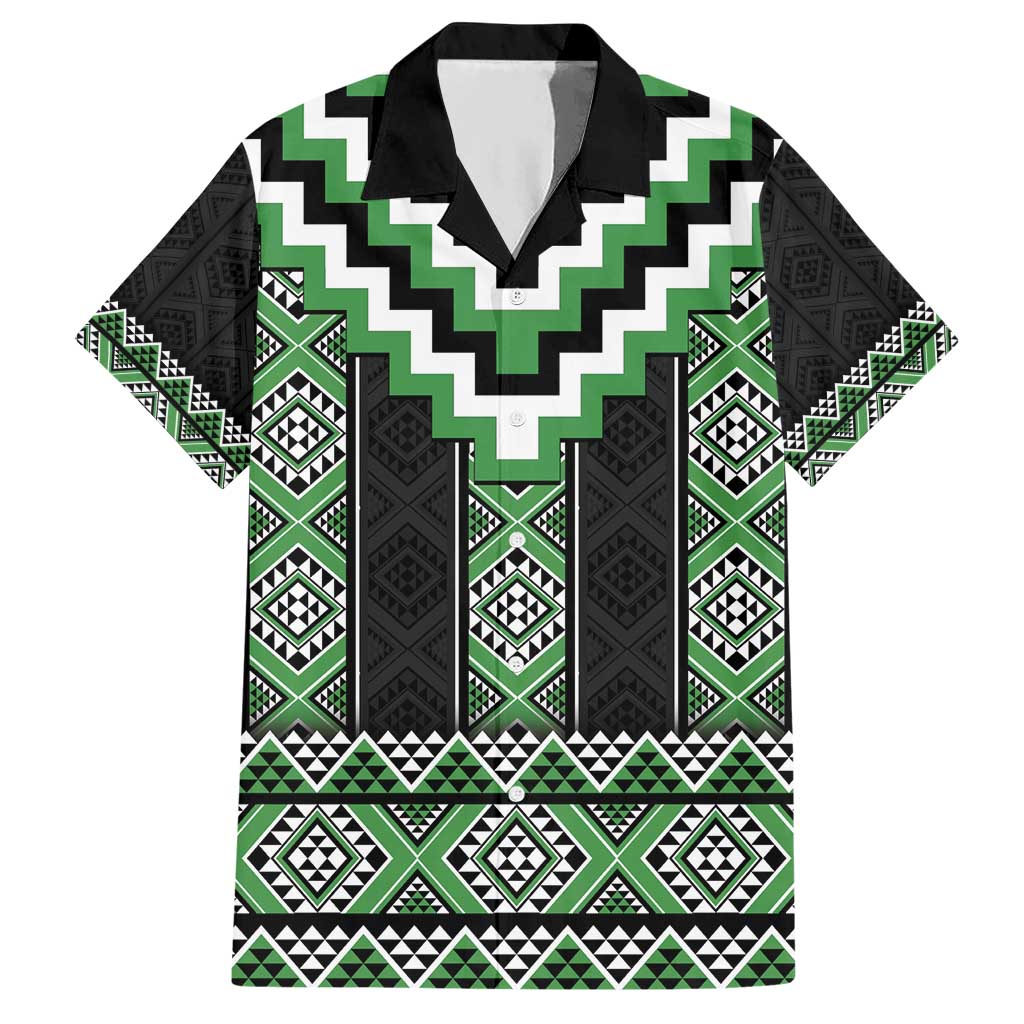 Green Taniko Pattern Aotearoa Hawaiian Shirt Niho Taniwha Mix Poutama LT14 Green - Polynesian Pride