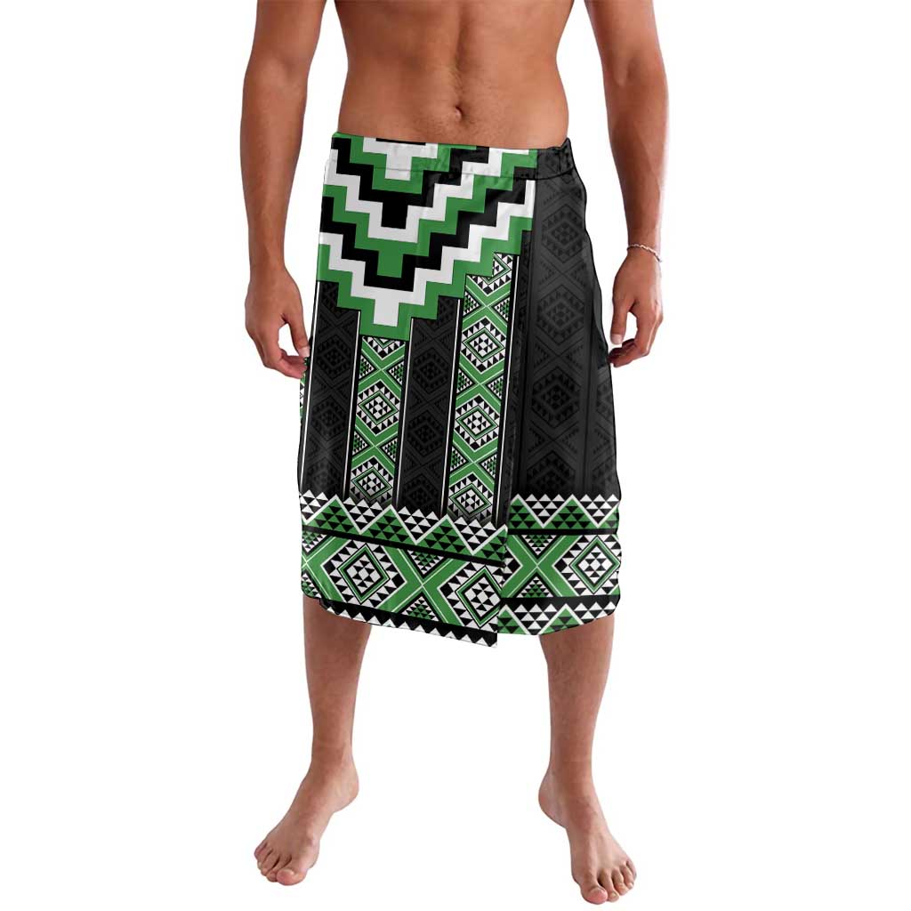 Green Taniko Pattern Aotearoa Lavalava Niho Taniwha Mix Poutama LT14