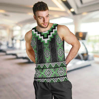 Green Taniko Pattern Aotearoa Men Tank Top Niho Taniwha Mix Poutama LT14 Green - Polynesian Pride