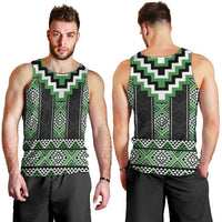 Green Taniko Pattern Aotearoa Men Tank Top Niho Taniwha Mix Poutama LT14 - Polynesian Pride
