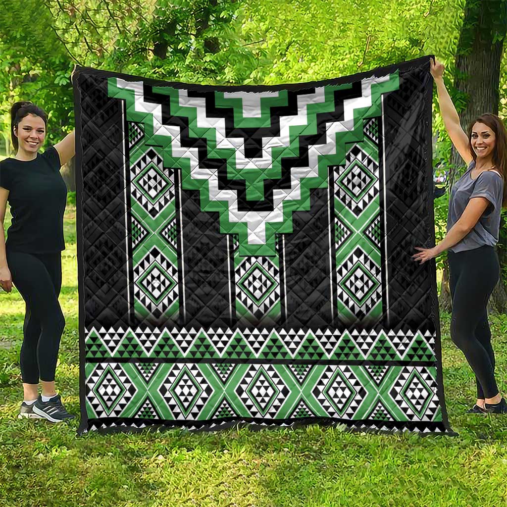Green Taniko Pattern Aotearoa Quilt Niho Taniwha Mix Poutama