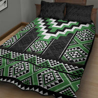 Green Taniko Pattern Aotearoa Quilt Bed Set Niho Taniwha Mix Poutama LT14 - Polynesian Pride