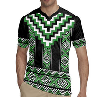 Green Taniko Pattern Aotearoa Rugby Jersey Niho Taniwha Mix Poutama LT14 - Polynesian Pride