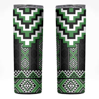 Green Taniko Pattern Aotearoa Skinny Tumbler Niho Taniwha Mix Poutama LT14