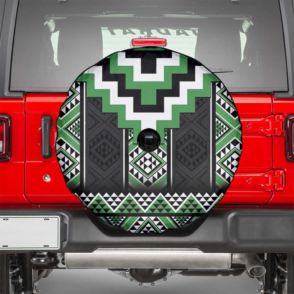 Green Taniko Pattern Aotearoa Spare Tire Cover Niho Taniwha Mix Poutama LT14 - Polynesian Pride