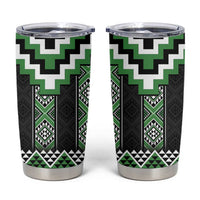 Green Taniko Pattern Aotearoa Tumbler Cup Niho Taniwha Mix Poutama LT14 Green - Polynesian Pride