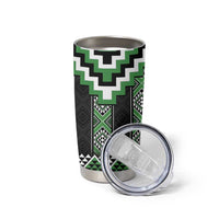Green Taniko Pattern Aotearoa Tumbler Cup Niho Taniwha Mix Poutama LT14 - Polynesian Pride