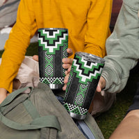 Green Taniko Pattern Aotearoa Tumbler Cup Niho Taniwha Mix Poutama LT14 - Polynesian Pride