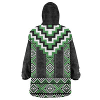 Green Taniko Pattern Aotearoa Wearable Blanket Hoodie Niho Taniwha Mix Poutama LT14 - Polynesian Pride