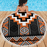 Orange Taniko Pattern Aotearoa Beach Blanket Niho Taniwha Mix Poutama LT14 - Polynesian Pride