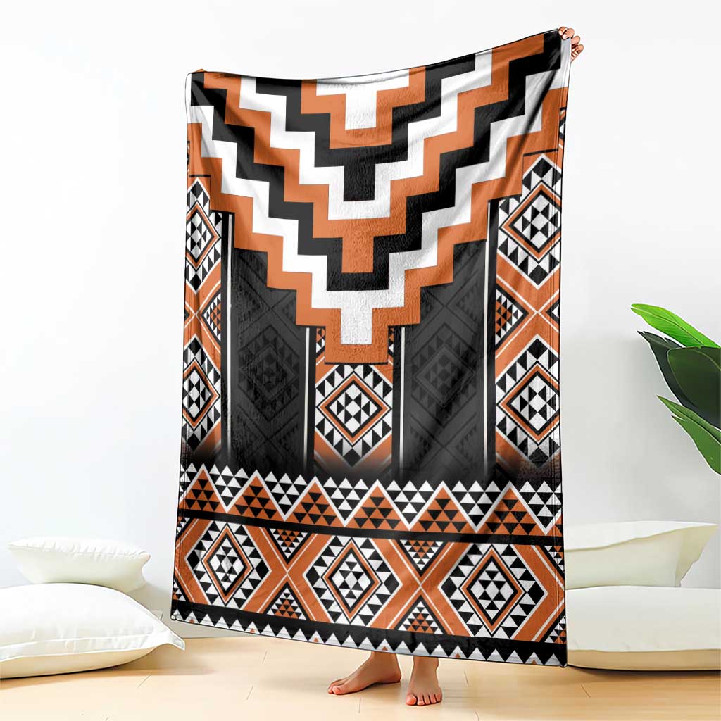 Orange Taniko Pattern Aotearoa Blanket Niho Taniwha Mix Poutama LT14 - Polynesian Pride