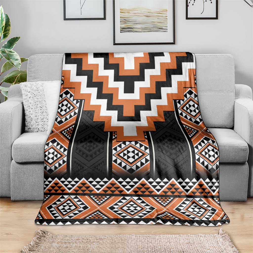 Orange Taniko Pattern Aotearoa Blanket Niho Taniwha Mix Poutama LT14 - Polynesian Pride