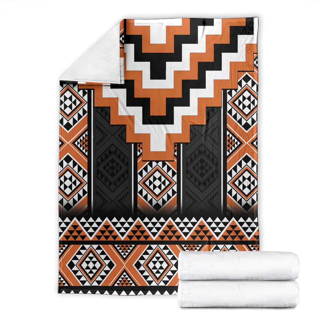 Orange Taniko Pattern Aotearoa Blanket Niho Taniwha Mix Poutama LT14 - Polynesian Pride