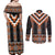 Orange Taniko Pattern Aotearoa Couples Matching Off Shoulder Maxi Dress and Long Sleeve Button Shirt Niho Taniwha Mix Poutama LT14