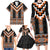 Orange Taniko Pattern Aotearoa Family Matching Long Sleeve Bodycon Dress and Hawaiian Shirt Niho Taniwha Mix Poutama LT14