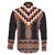 Orange Taniko Pattern Aotearoa Family Matching Long Sleeve Bodycon Dress and Hawaiian Shirt Niho Taniwha Mix Poutama LT14