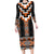 Orange Taniko Pattern Aotearoa Family Matching Long Sleeve Bodycon Dress and Hawaiian Shirt Niho Taniwha Mix Poutama LT14