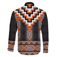 Orange Taniko Pattern Aotearoa Family Matching Puletasi and Hawaiian Shirt Niho Taniwha Mix Poutama LT14