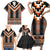 Orange Taniko Pattern Aotearoa Family Matching Short Sleeve Bodycon Dress and Hawaiian Shirt Niho Taniwha Mix Poutama LT14