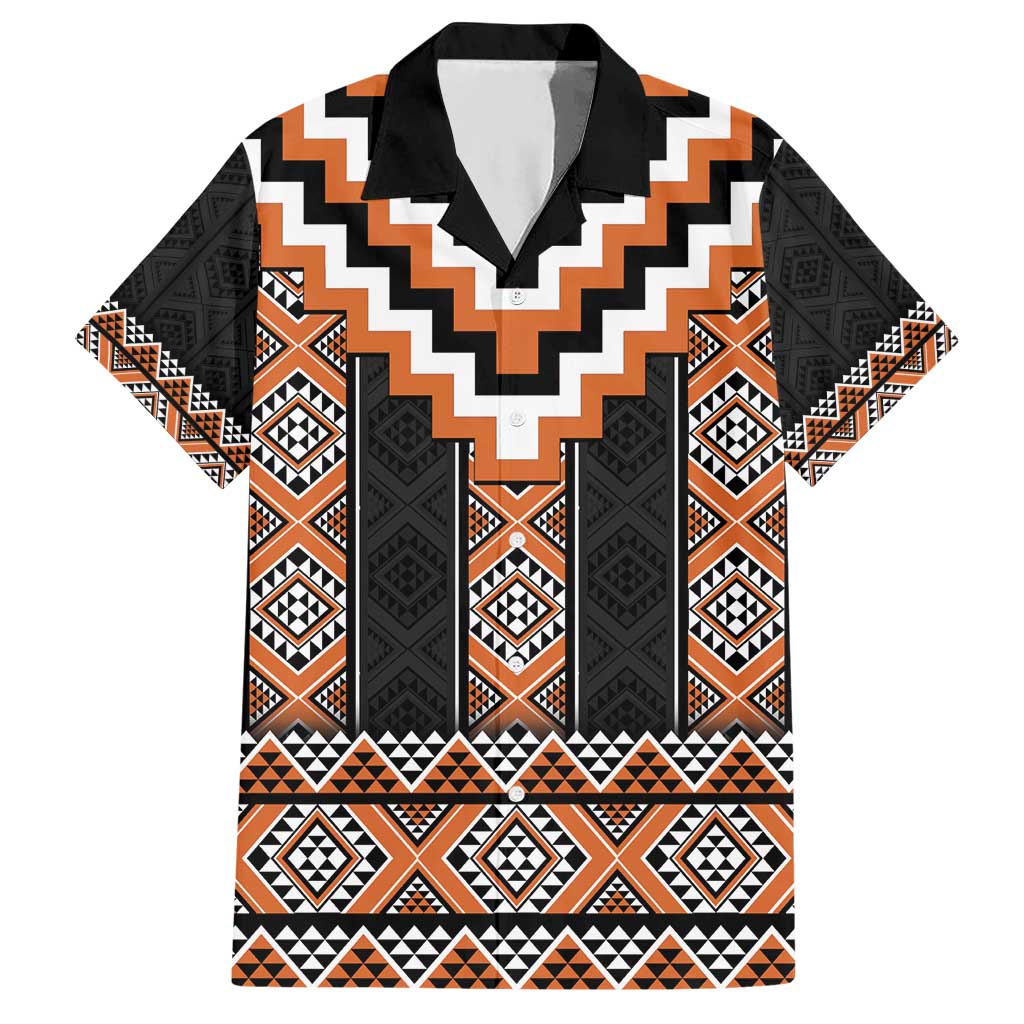 Orange Taniko Pattern Aotearoa Hawaiian Shirt Niho Taniwha Mix Poutama LT14 Orange - Polynesian Pride