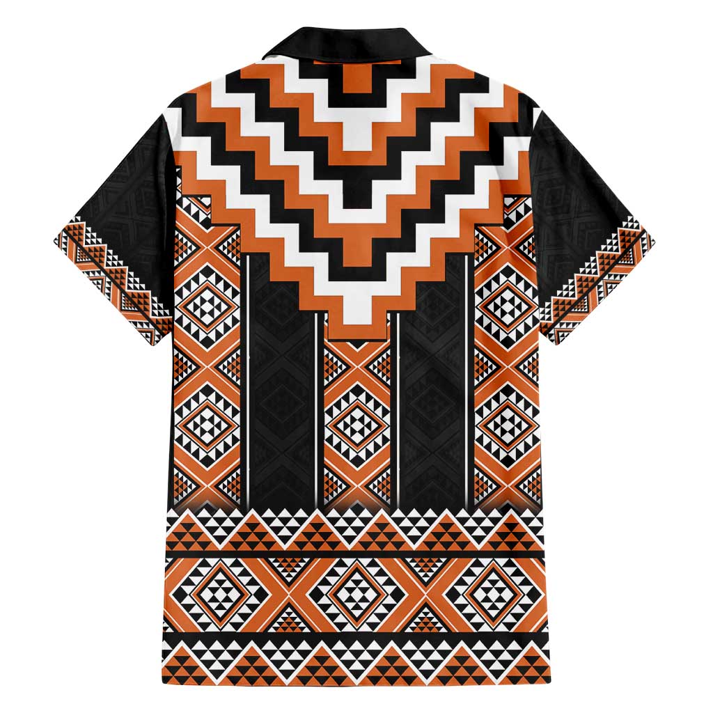 Orange Taniko Pattern Aotearoa Hawaiian Shirt Niho Taniwha Mix Poutama LT14 - Polynesian Pride