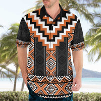 Orange Taniko Pattern Aotearoa Hawaiian Shirt Niho Taniwha Mix Poutama LT14 - Polynesian Pride