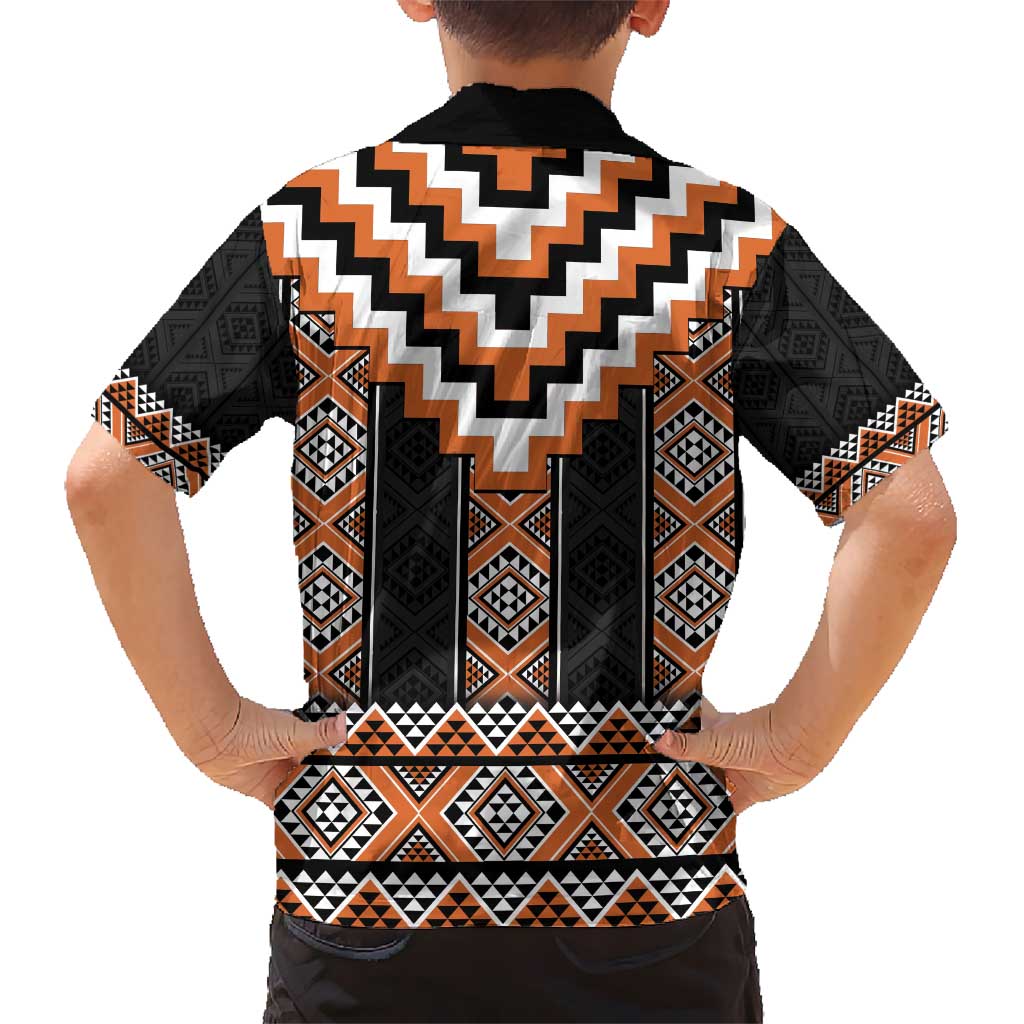Orange Taniko Pattern Aotearoa Hawaiian Shirt Niho Taniwha Mix Poutama LT14 - Polynesian Pride