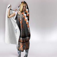Orange Taniko Pattern Aotearoa Hooded Blanket Niho Taniwha Mix Poutama LT14 - Polynesian Pride