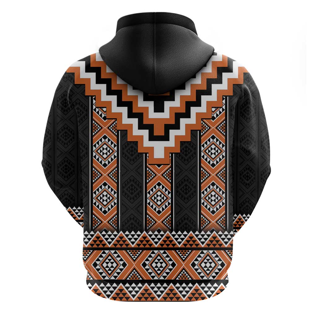 Orange Taniko Pattern Aotearoa Hoodie Niho Taniwha Mix Poutama LT14