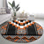 Orange Taniko Pattern Aotearoa Round Carpet Niho Taniwha Mix Poutama