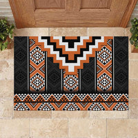 Orange Taniko Pattern Aotearoa Rubber Doormat Niho Taniwha Mix Poutama