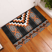 Orange Taniko Pattern Aotearoa Rubber Doormat Niho Taniwha Mix Poutama