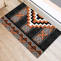 Orange Taniko Pattern Aotearoa Rubber Doormat Niho Taniwha Mix Poutama